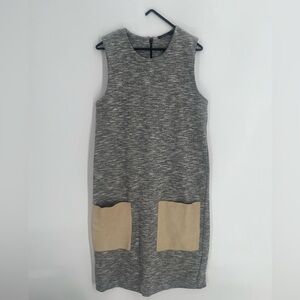 Cos Mod Patch Leather Pocket Sleeveless Shift Marled Dress